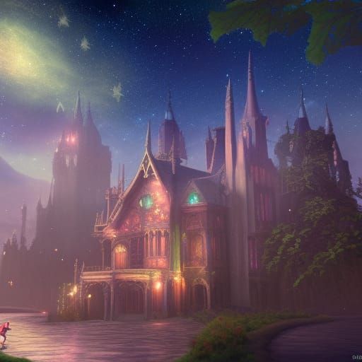 Pixie Dust Queen at Victorian Manor Under Galaxy Sky