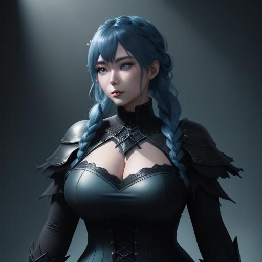 Gothic Anime Woman in Misty Graveyard