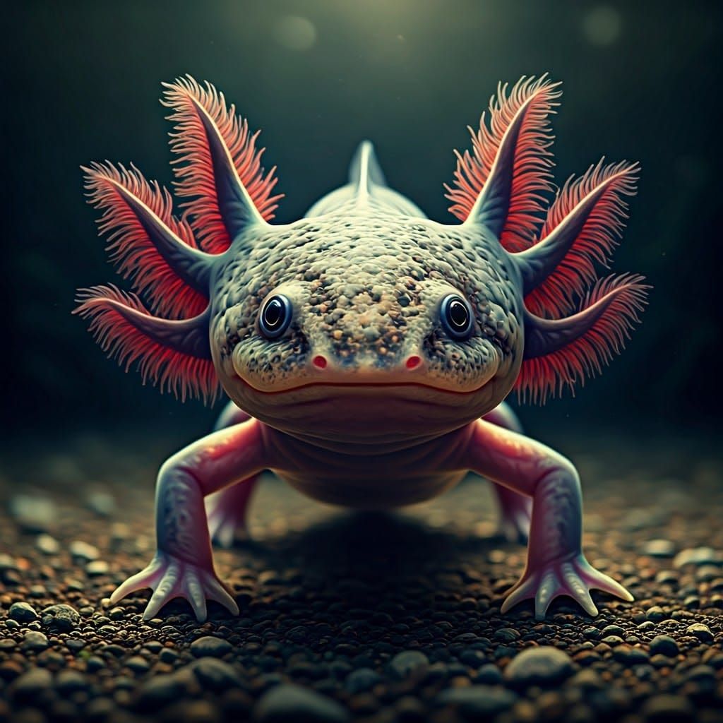 Majestic Axolotl in Cinematic Lighting
