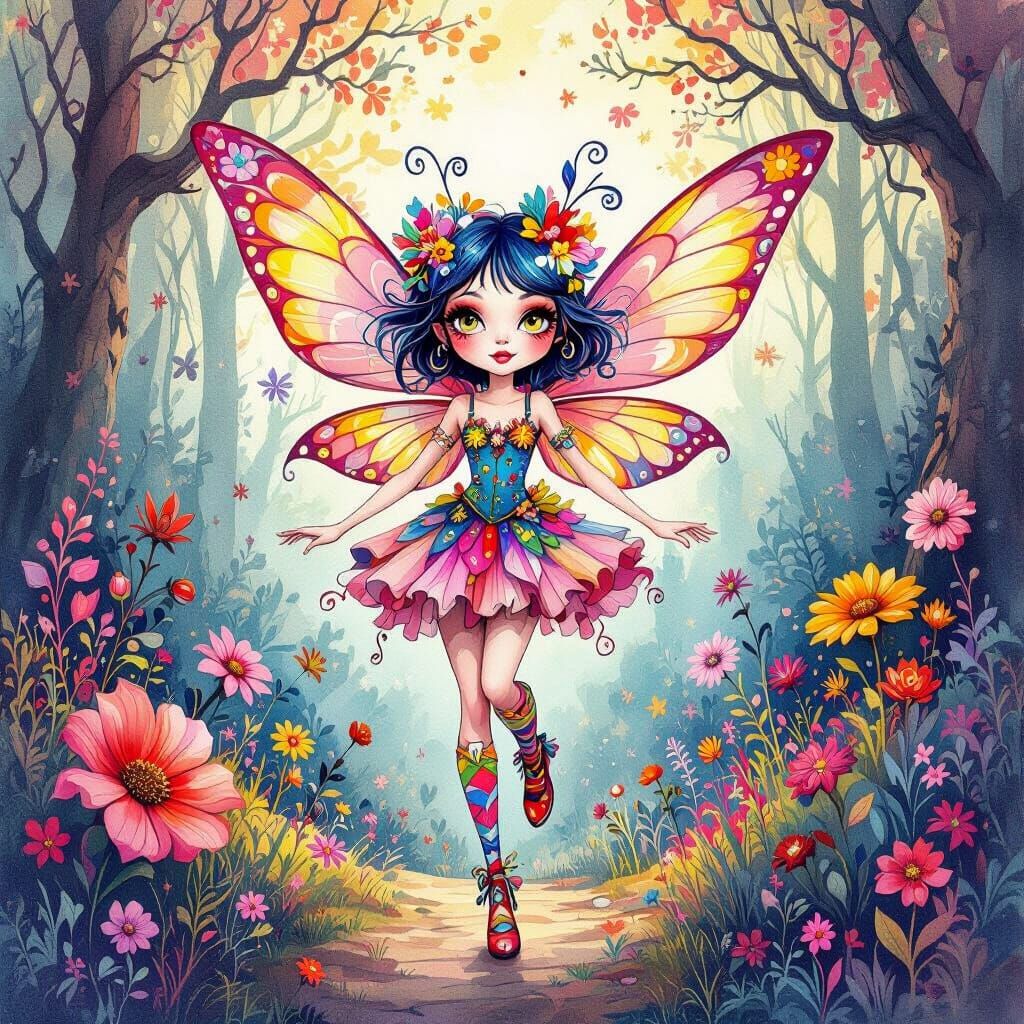Whimsical Fairy in Surreal Enchanted Forest