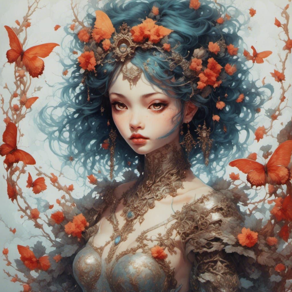 Fairy Drowning in Turtle Sea, Vibrant Realism