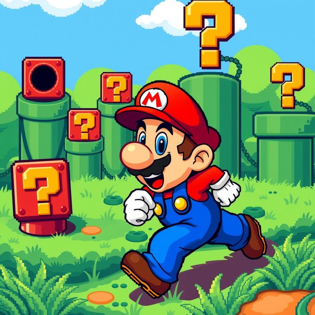 Mario in 8-Bit Pixel Art Style