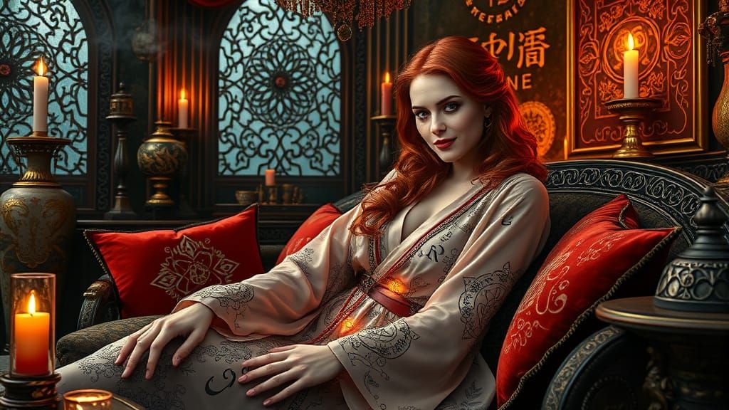 Enchanted Redhaired Siren in Opium Den
