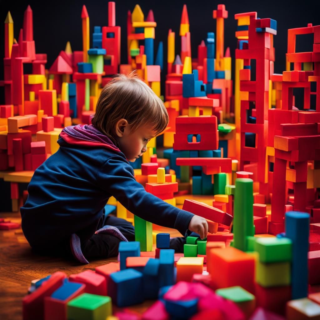 Child's Neon City: Surreal Dreamscape in Organicpunk Style