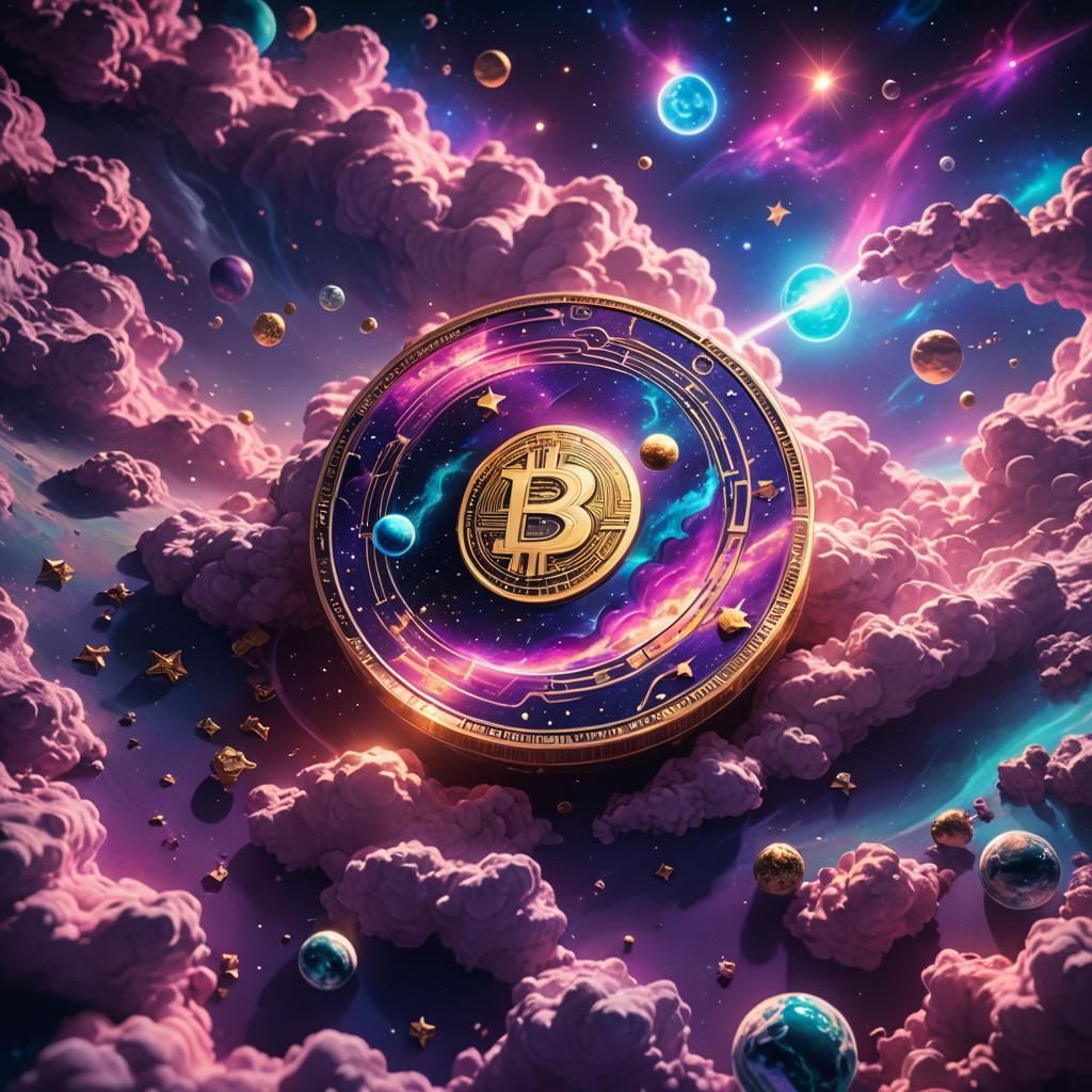 Glowing Crypto Coin Floating in Space