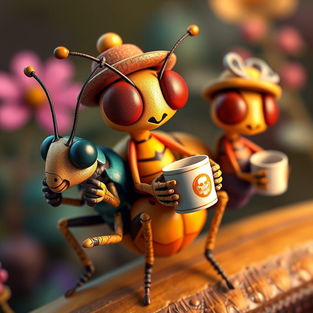 Whimsical Insect Friends Unite in Playful 3D Anime World