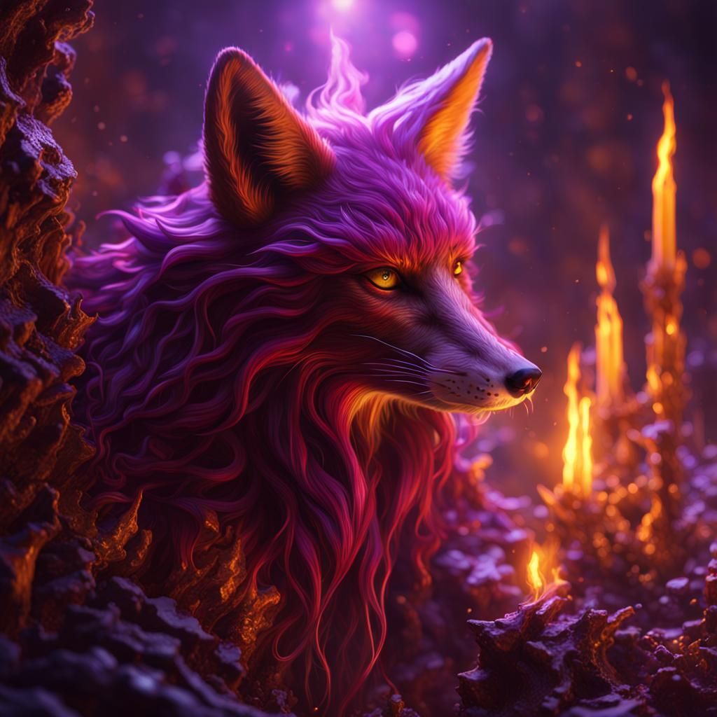 Crimson Flare Fox with Dark Magic