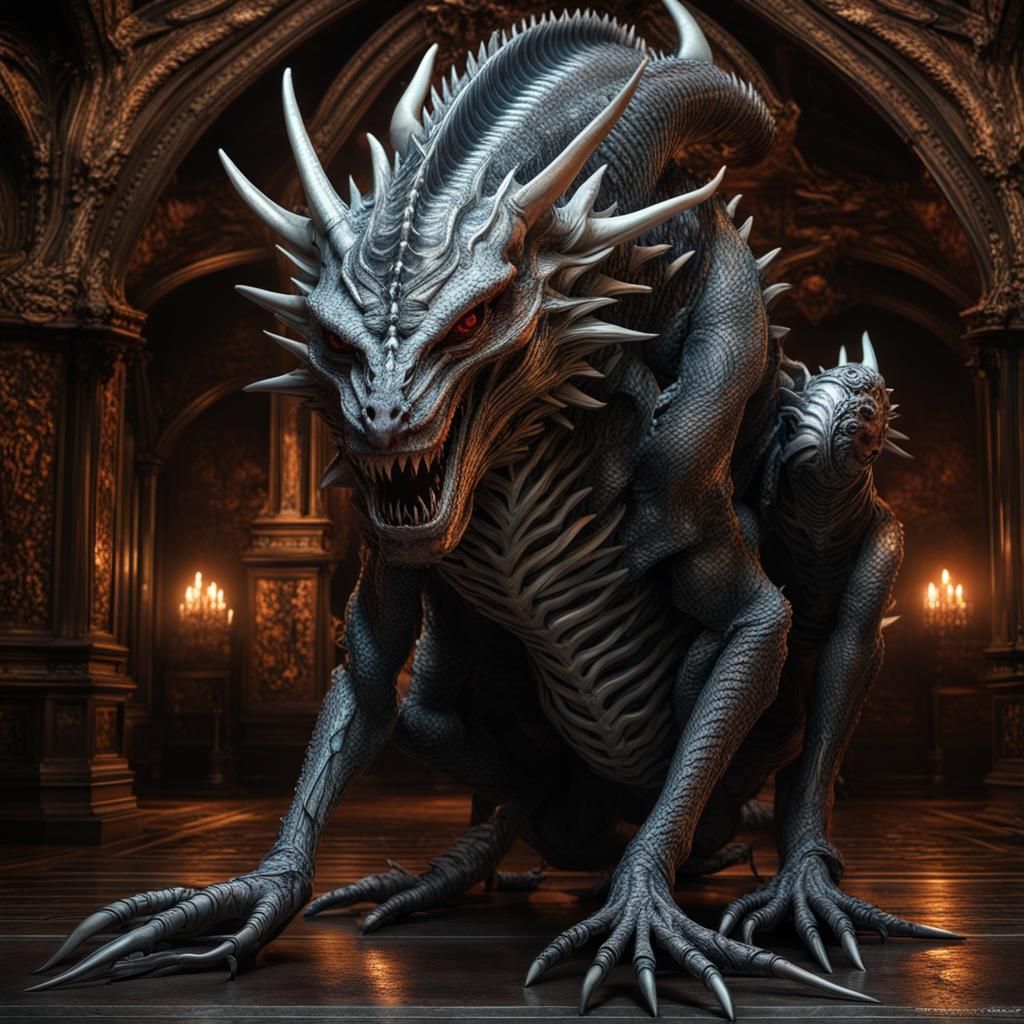 Undead Dragon Shark Hybrid in Gothic Style