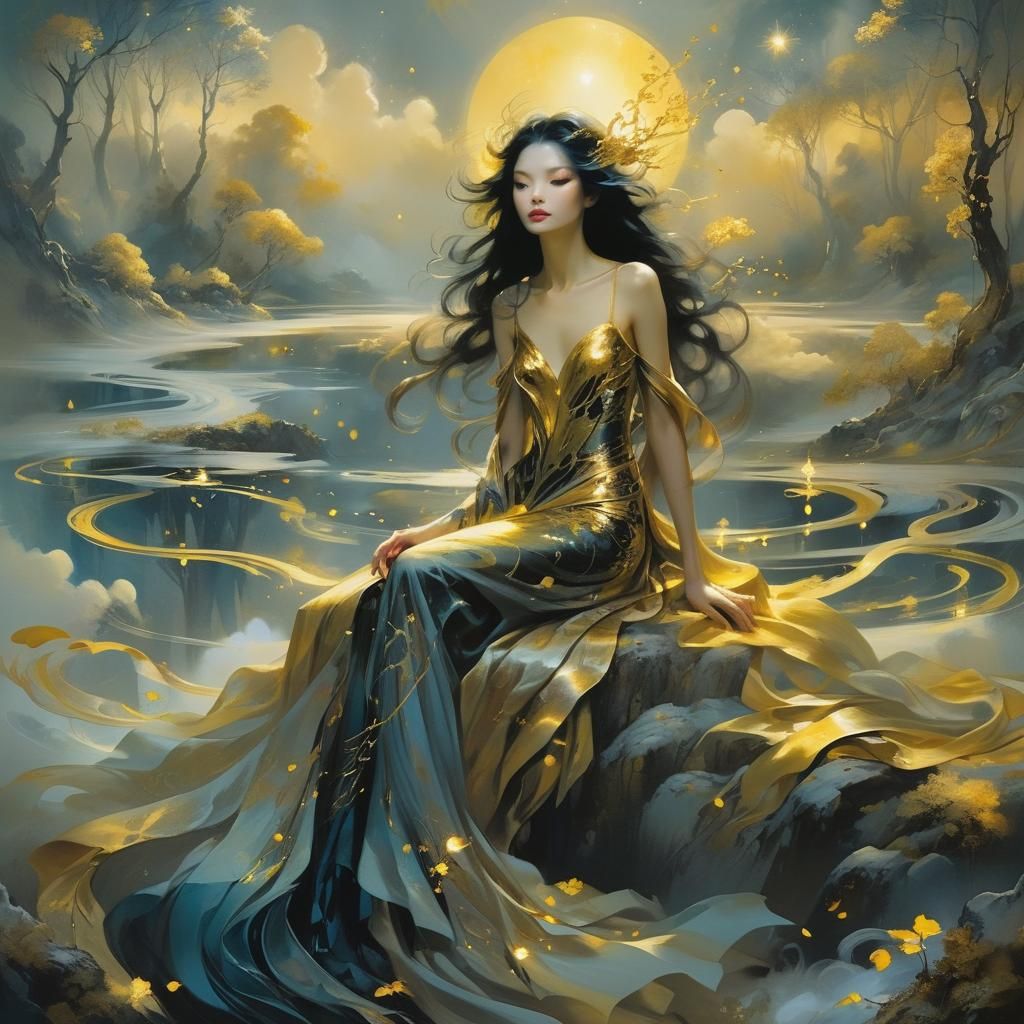 Boy in Gold Robes in Magical Forest