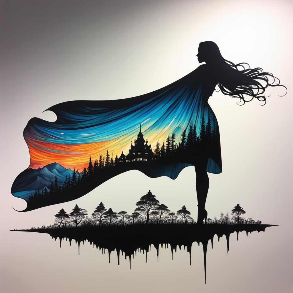 Fairy Silhouette Merged with Fairyland Panorama