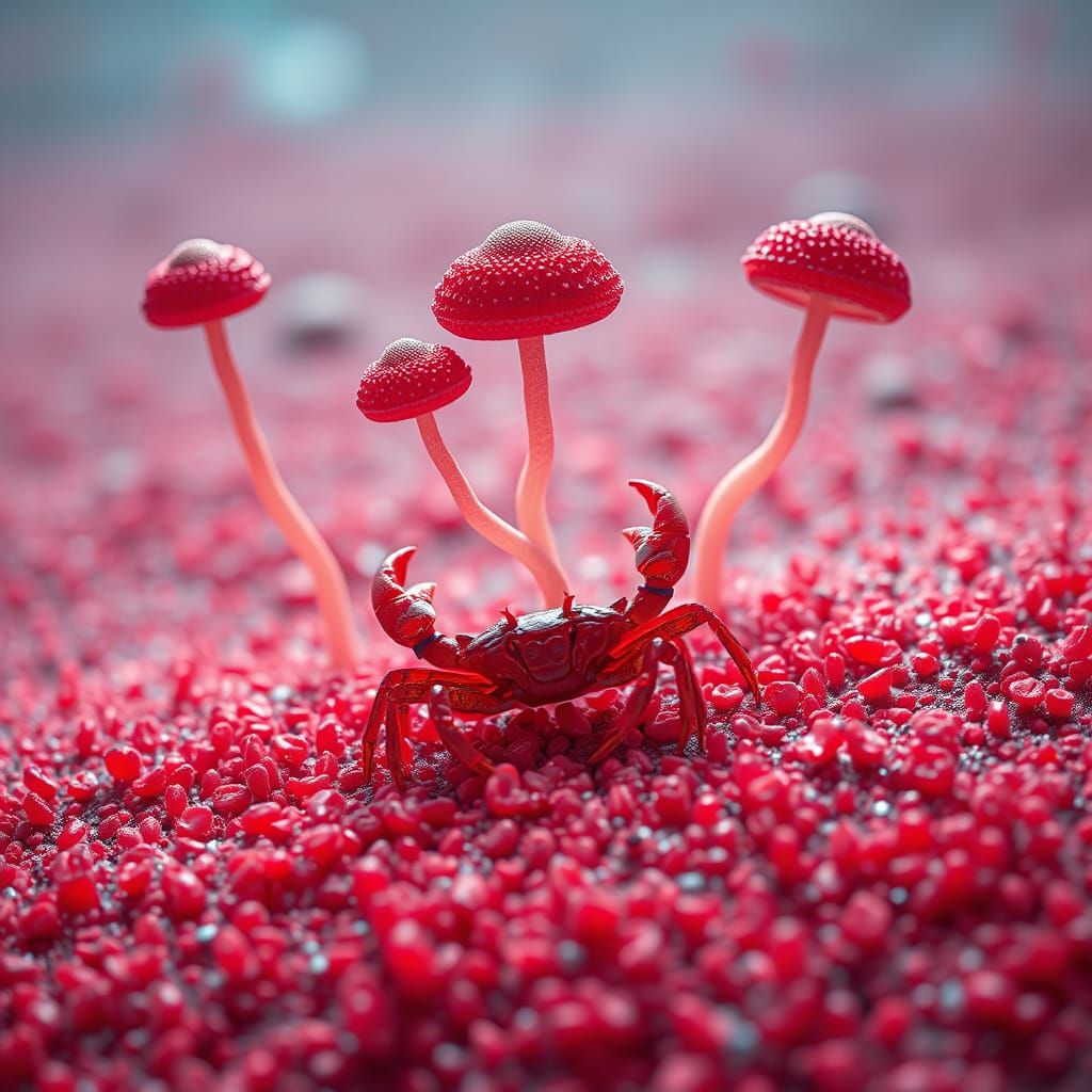 Lively Bioluminescent Crab Beach: 3D Motion CGI