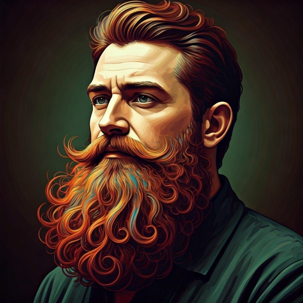 Abstract Man with Swirling Beard, Kandinsky Style