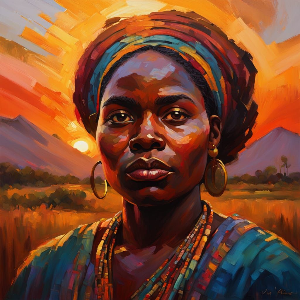 Expressionist Portrait of a Creole Woman in Oil