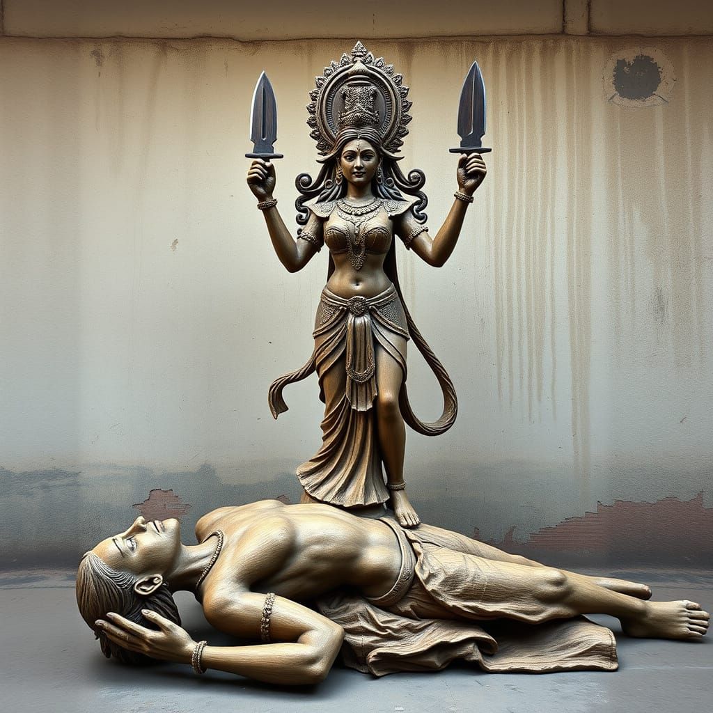 Modern Goddess Kali in Brutalist Style