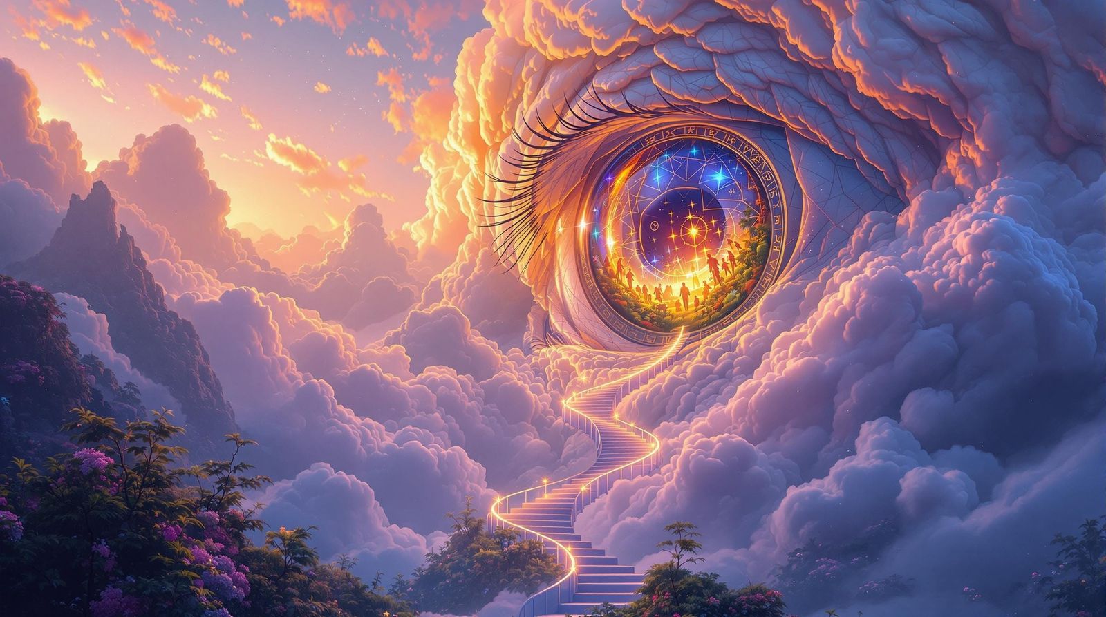 Mystical Eye in Whimsical Cloudscape