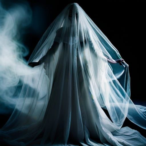 Ethereal Ghost Bride in Translucent Wedding Dress