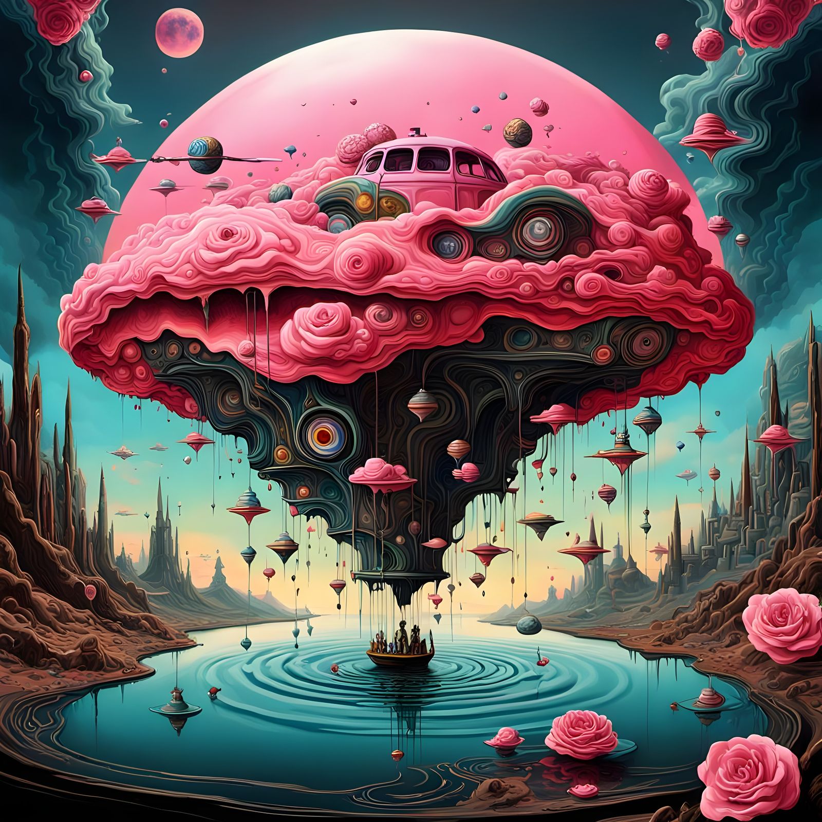 Surreal Pop Art Collage with Digital Illustration and Biomec...