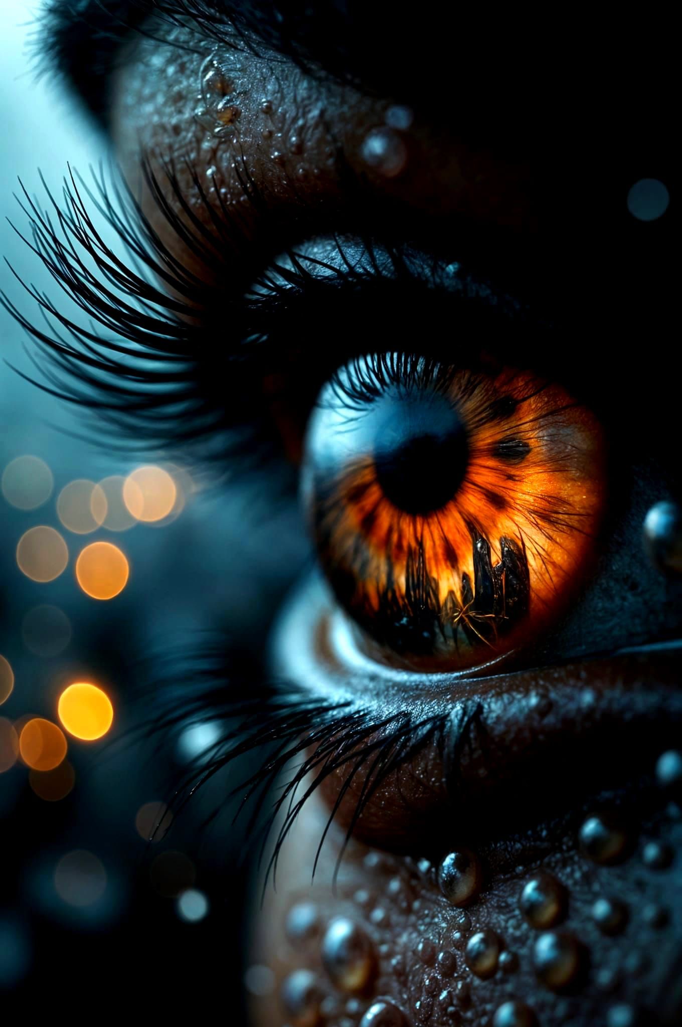 Macro Close-Up of a Face in Dramatic Light