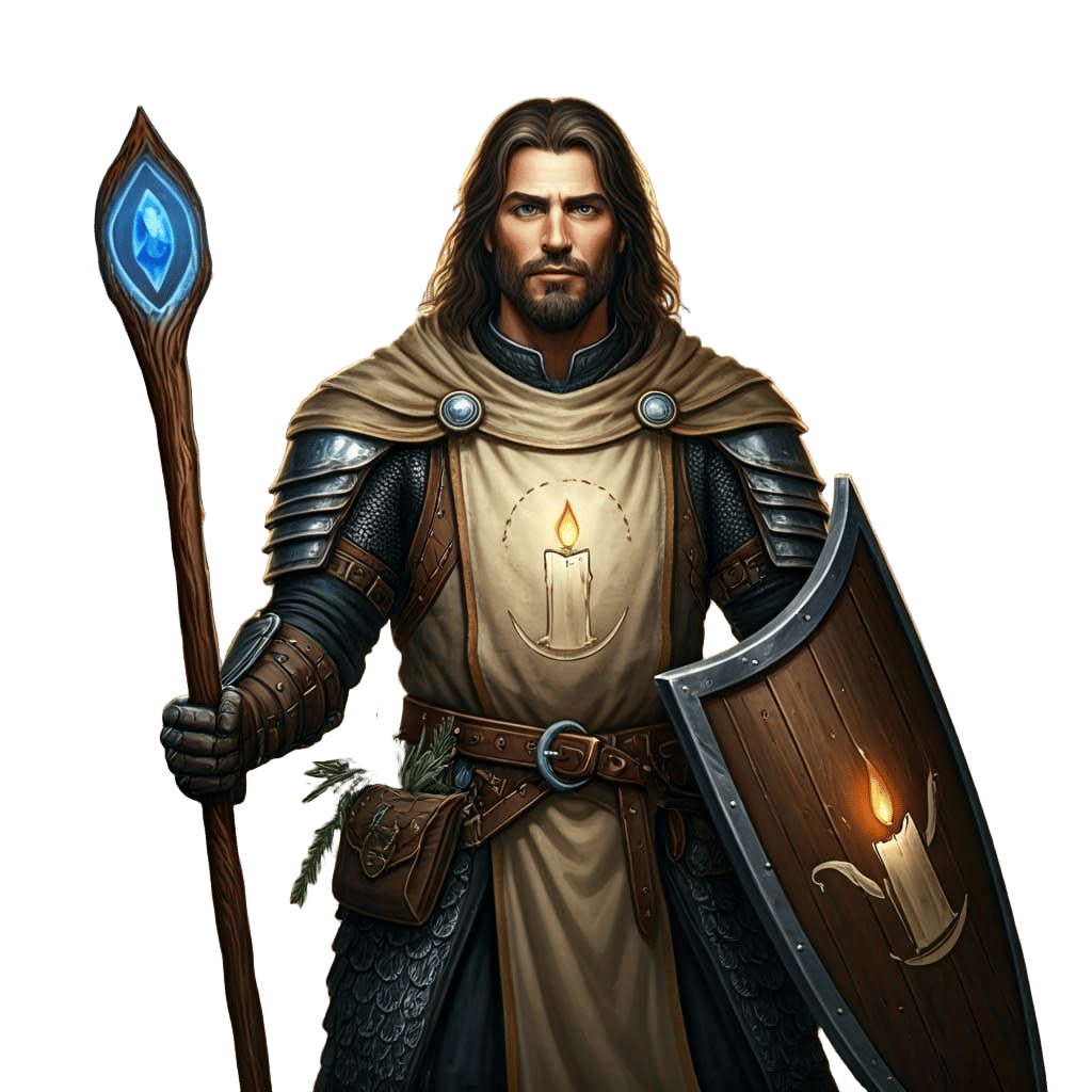 **Male Cleric in Armour.**