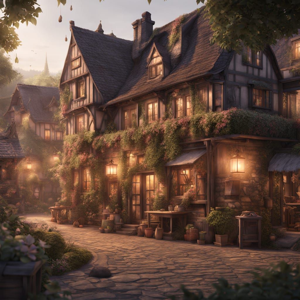 Whimsical Village of Anais Seeds in Delicate Watercolor Styl...