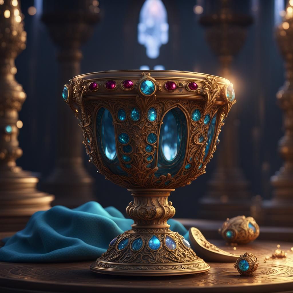 Detailed 3D Jeweled Chalice Fantasy Concept Art