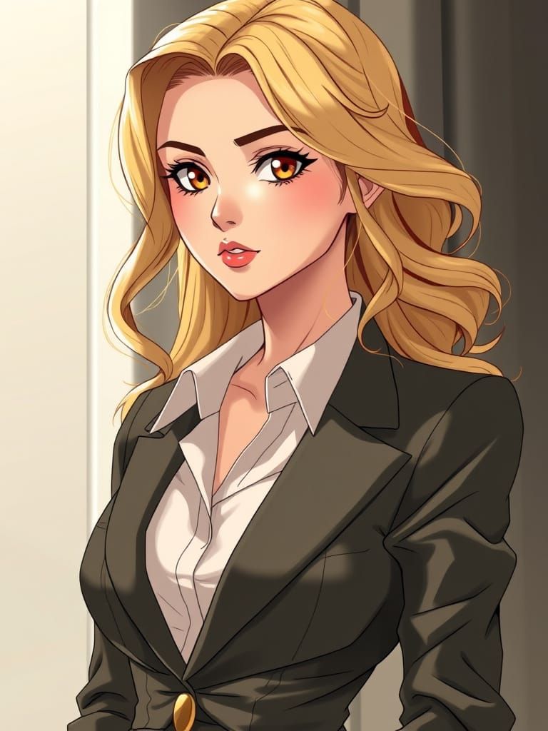 Anime Portrait of a Queen Bee in Art Nouveau Style