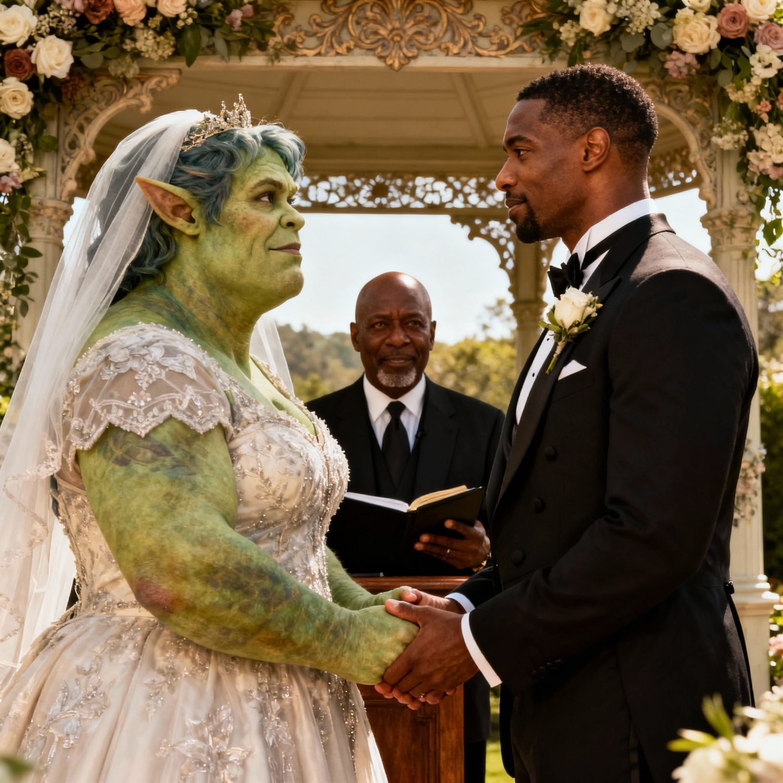 Ogre Bride and Groom Wedding Portrait