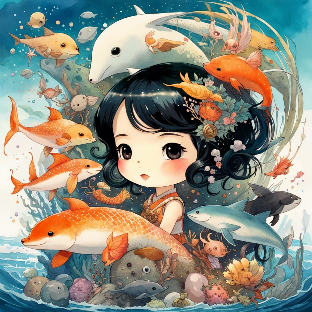 Chibi Beautiful Sea Mammal Goddess - Hoi 2