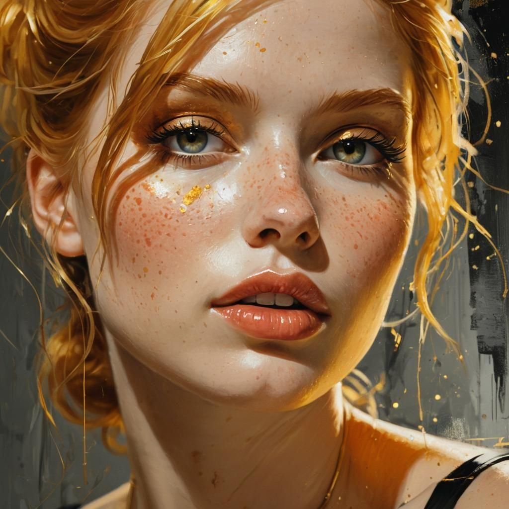 Gilded Portrait of a Luminous Woman in Oil