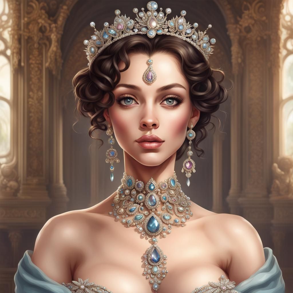 Realistic Portrait of a Princess with Jewels