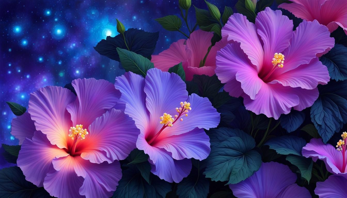 Bioluminescent Garden with Exotic Flowers, Ultrarealistic