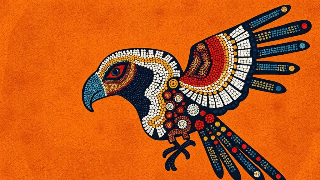 Aboriginal Eagle Artwork in Dot Painting Style