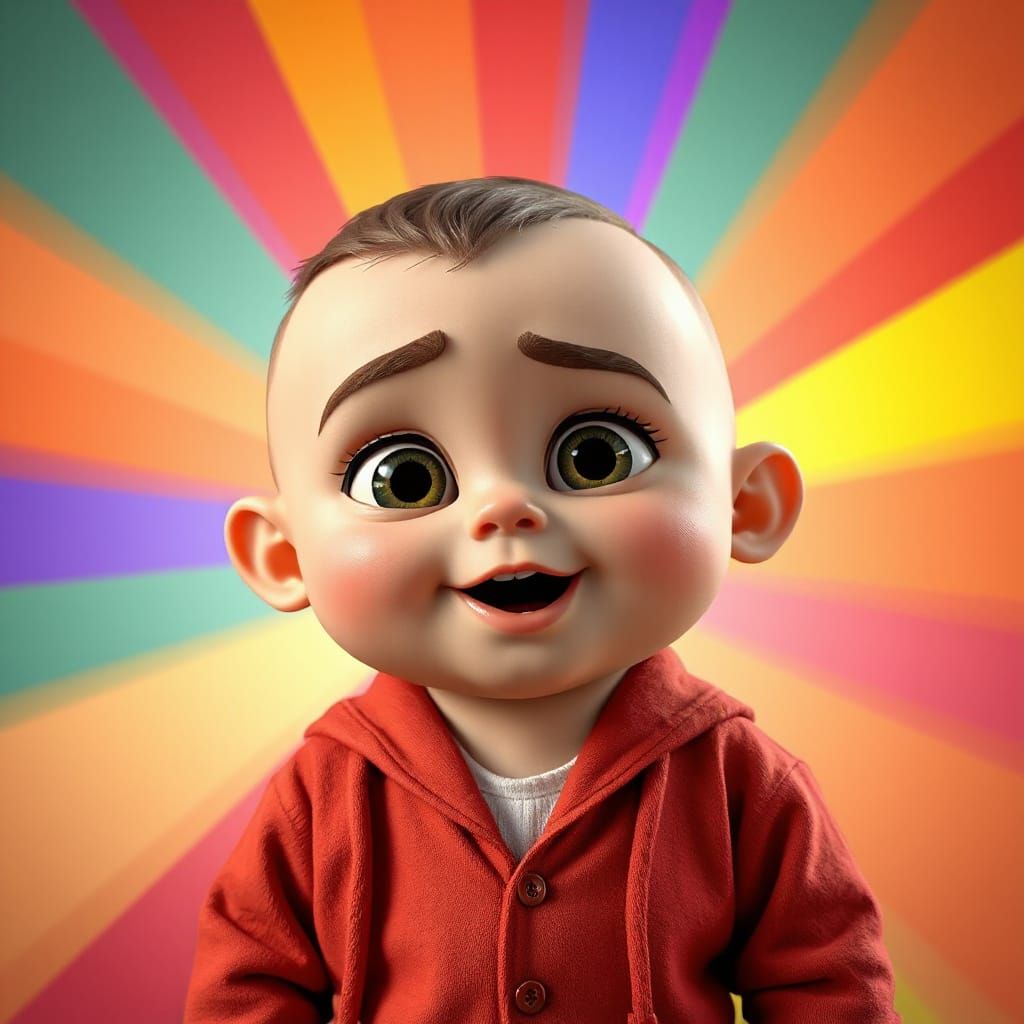Vibrant Pixar-Inspired Boss Baby in Cinematic Disney Style