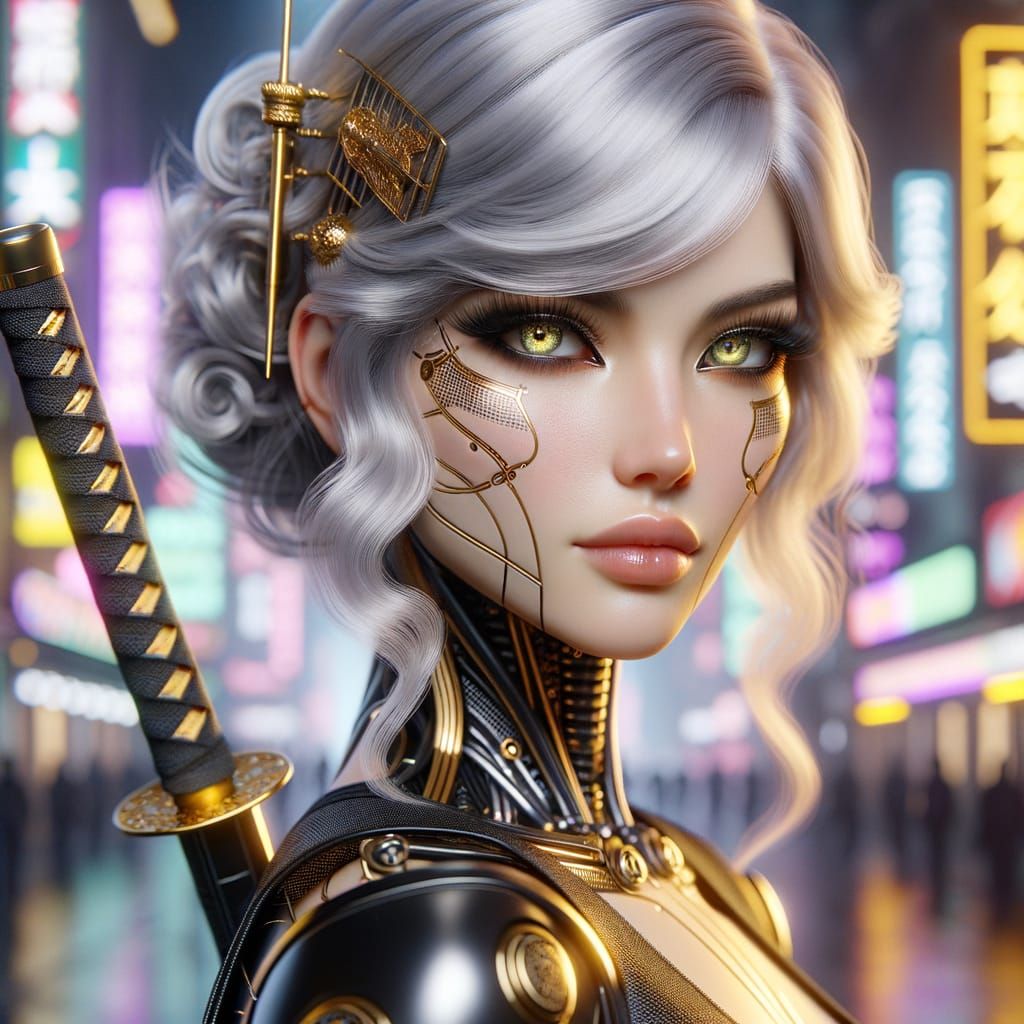 Cyberpunk Solo Mercenary in 1930's Flapper Style with Cyberw...