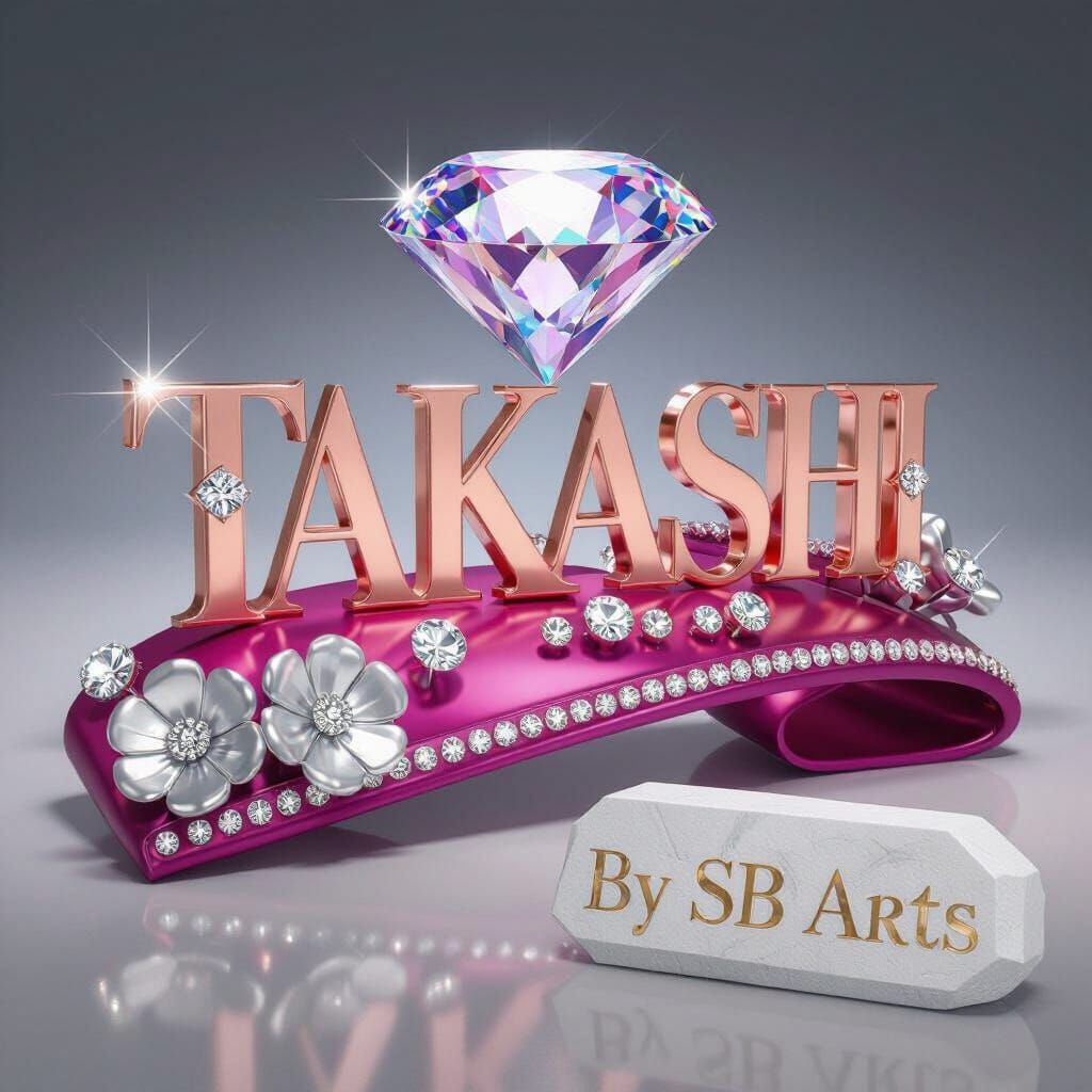 Rose Gold Letters on Magenta Ribbon, 3D Render