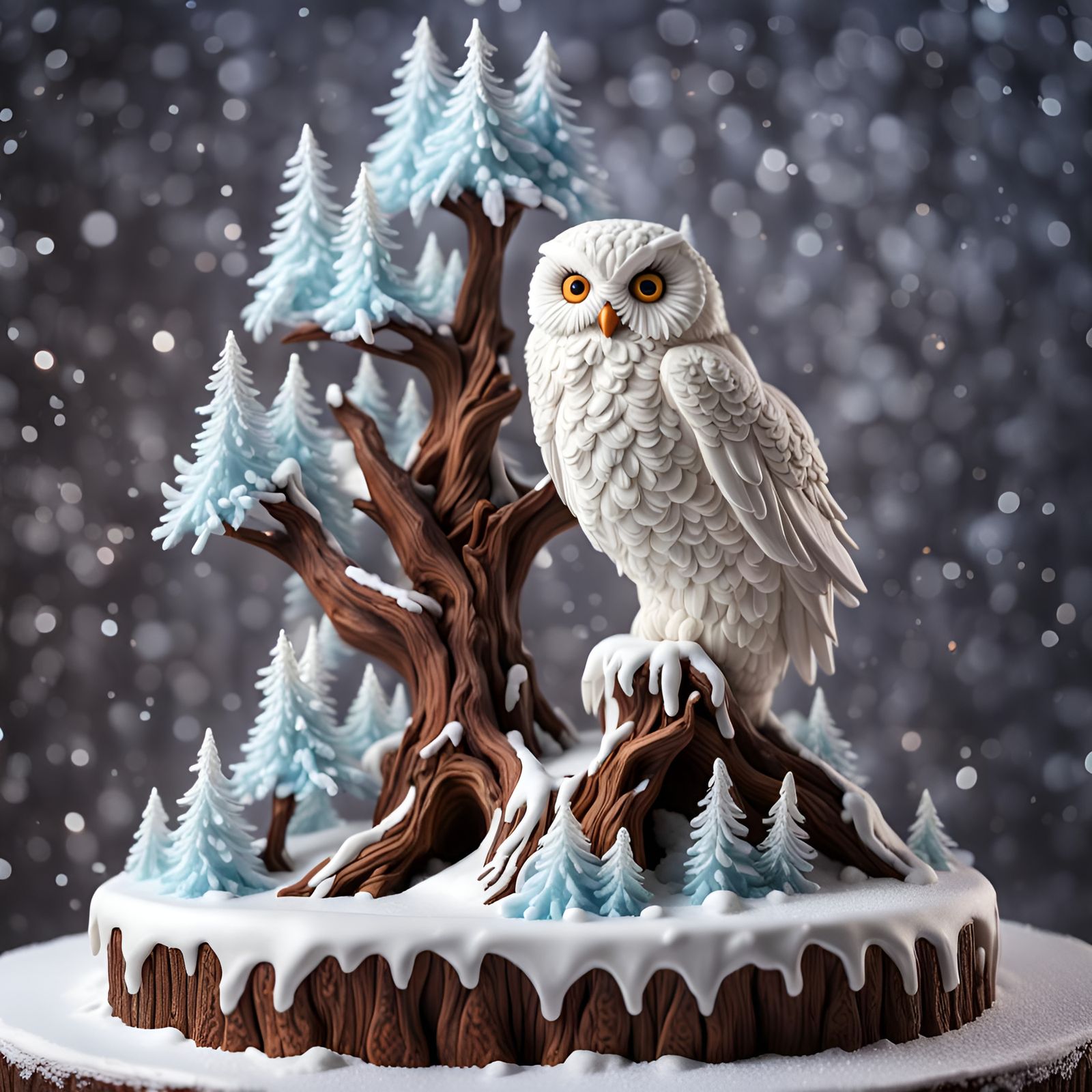 Cake Art: Perching Snow Owl
