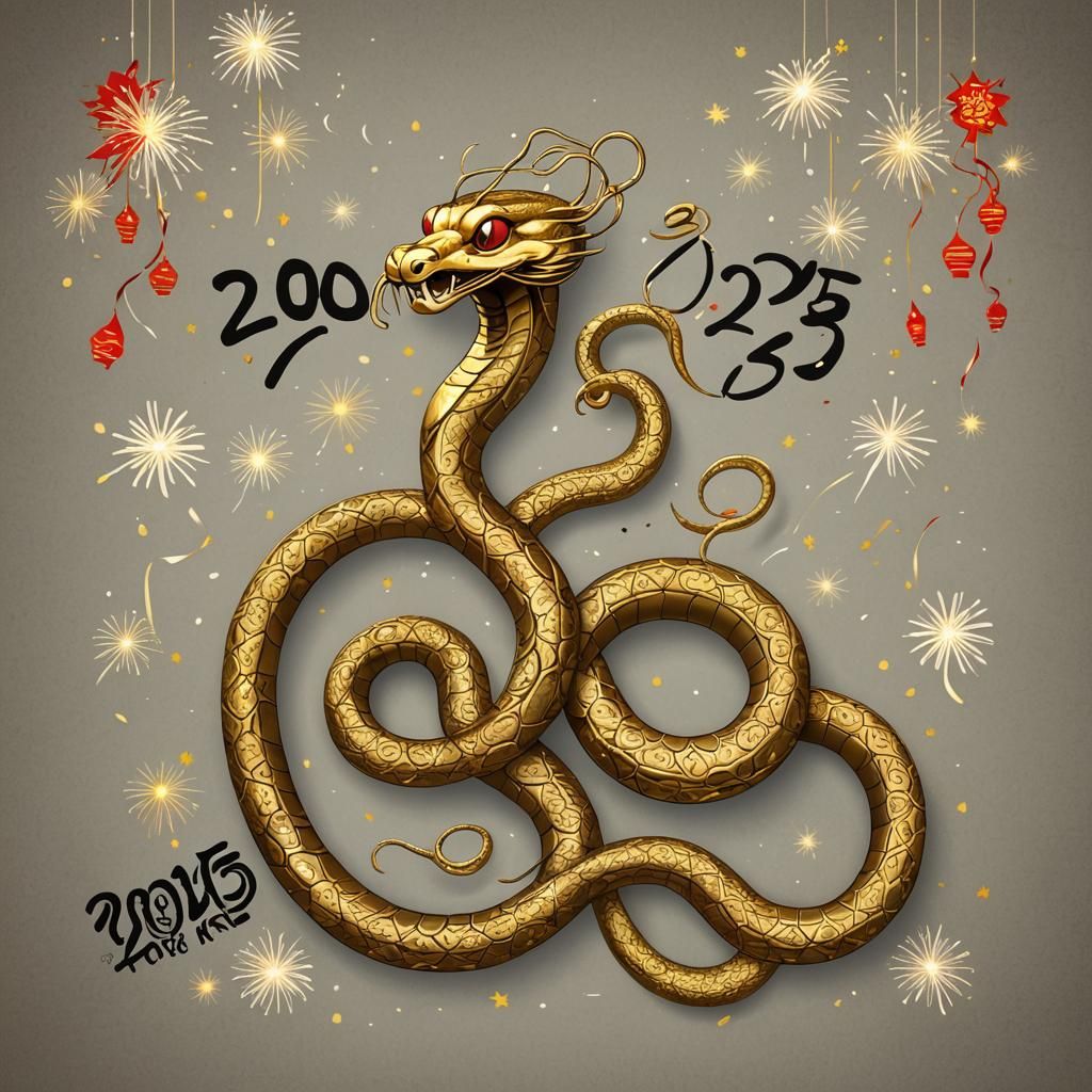Golden Snake Celebrates New Year 2025 with Fireworks