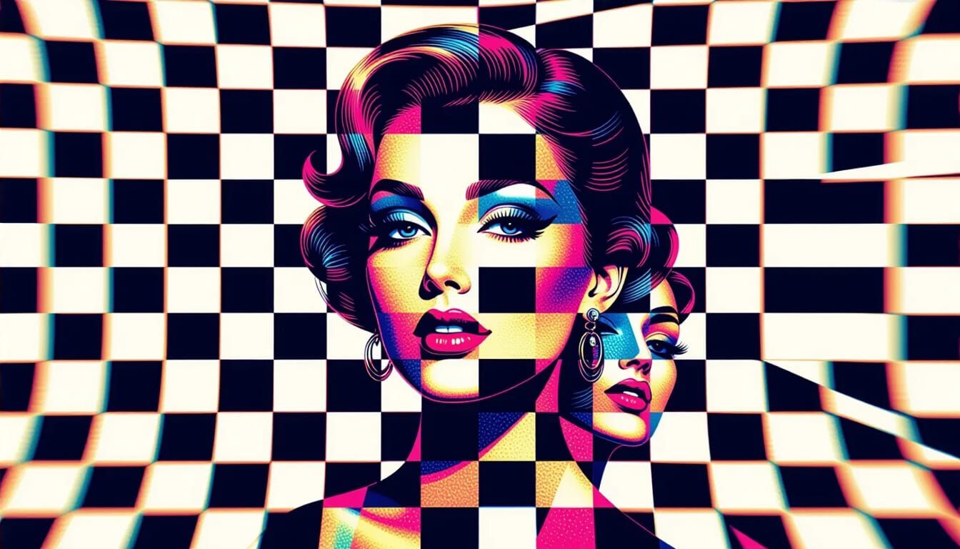 Hypnotic Moiré Effect Checkerboard Optical Illusion