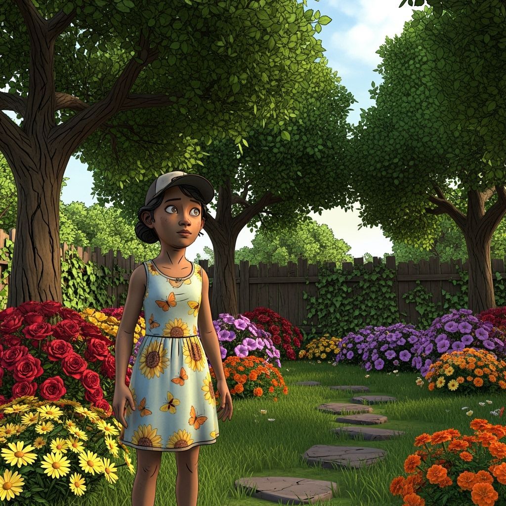 Clementine in 3D Graphic Novel Backyard Scene