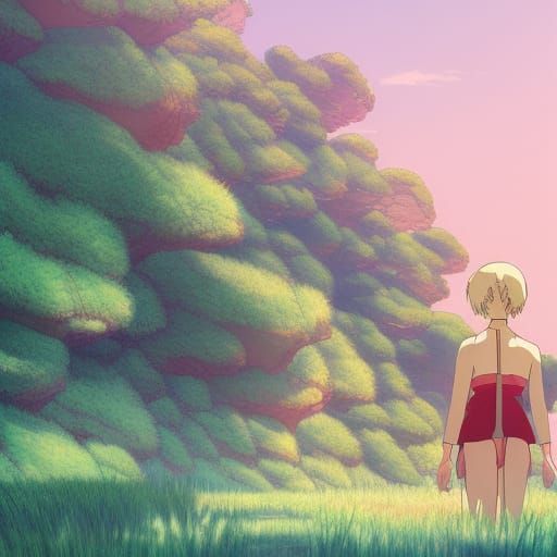 Anime Thirst Trap in Studio Ghibli Style