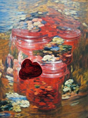Jar of Red Hearts in Impressionist Oil Painting