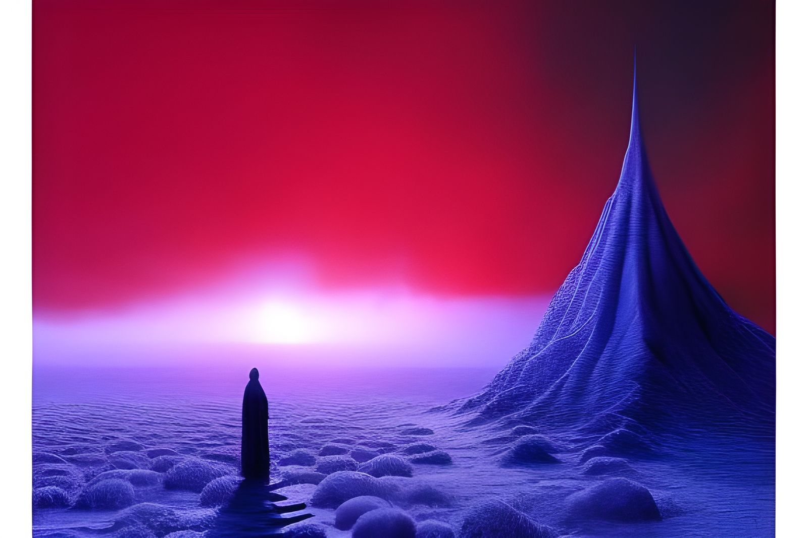 Horrific Winter Lightning Storm in Beksinski Style