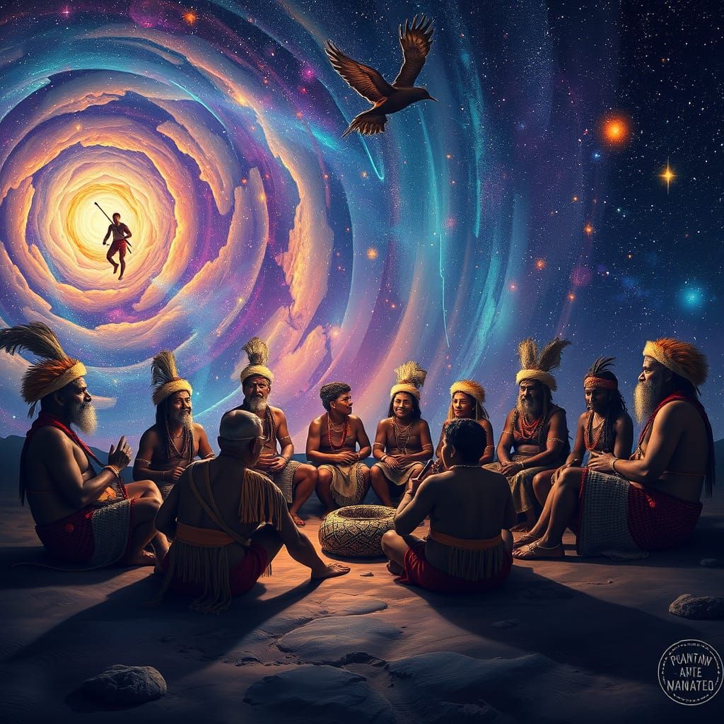 Aboriginal Dreamtime Ceremony in Astral Cosmic Style