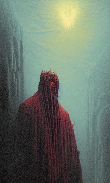 Sinister Crimson King in Dark Fantasy Landscape