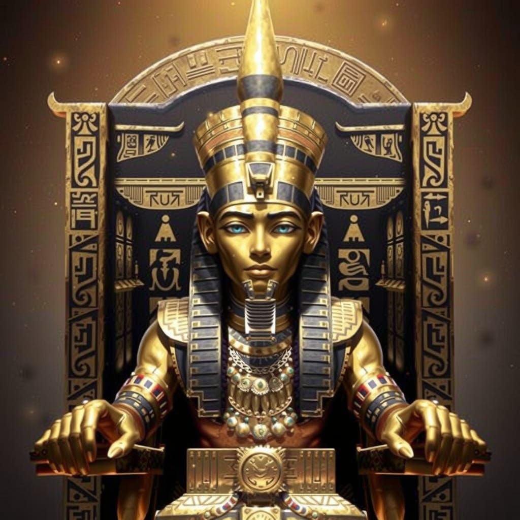 Majestic Pharaoh in Ancient Egyptian Temple