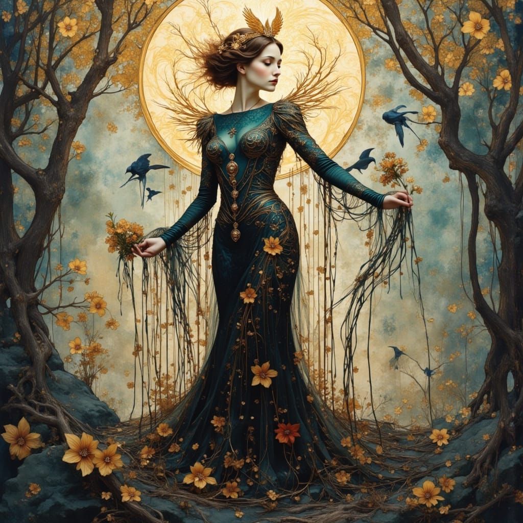 Art Nouveau Marionette in Watercolor Style