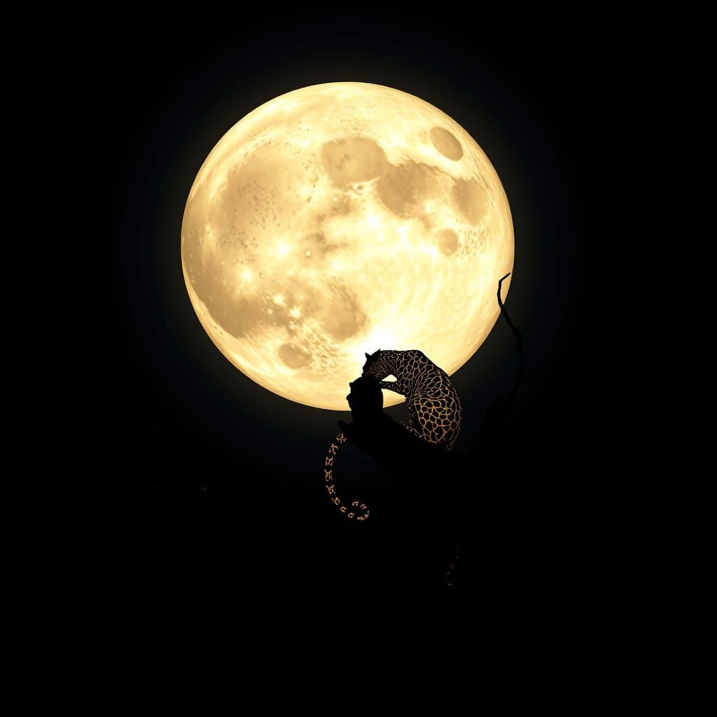 Luminous Moonlit Jaguar with Abstract Fractal Patterns