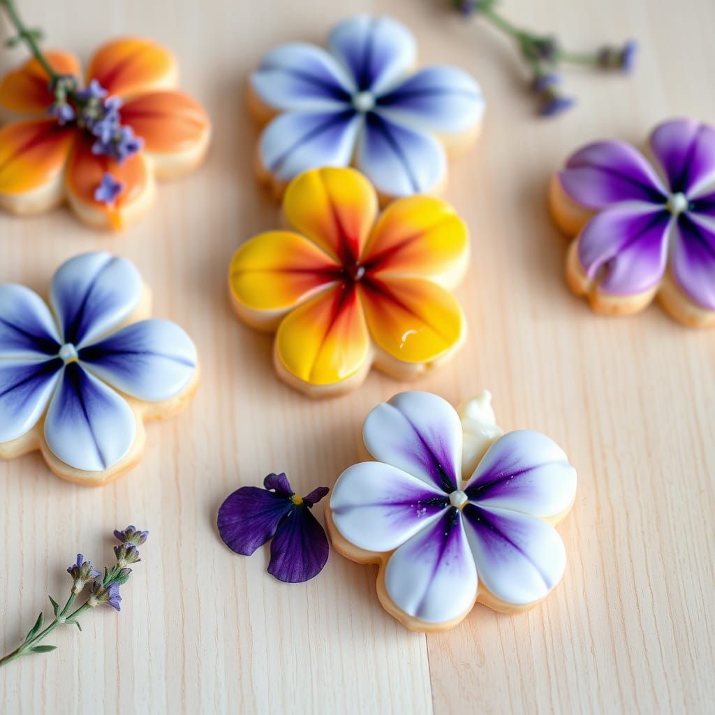 Whimsical Floral Cookies in Soft Focus