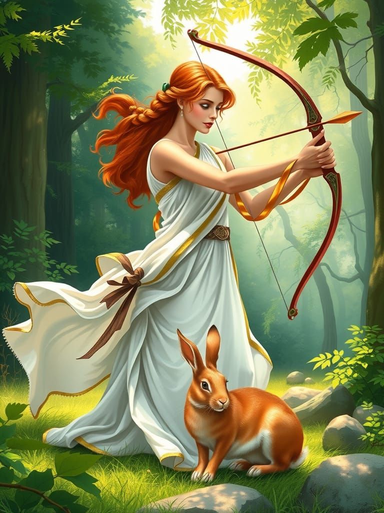 Roman Goddess Diana in Elegant Whimsy
