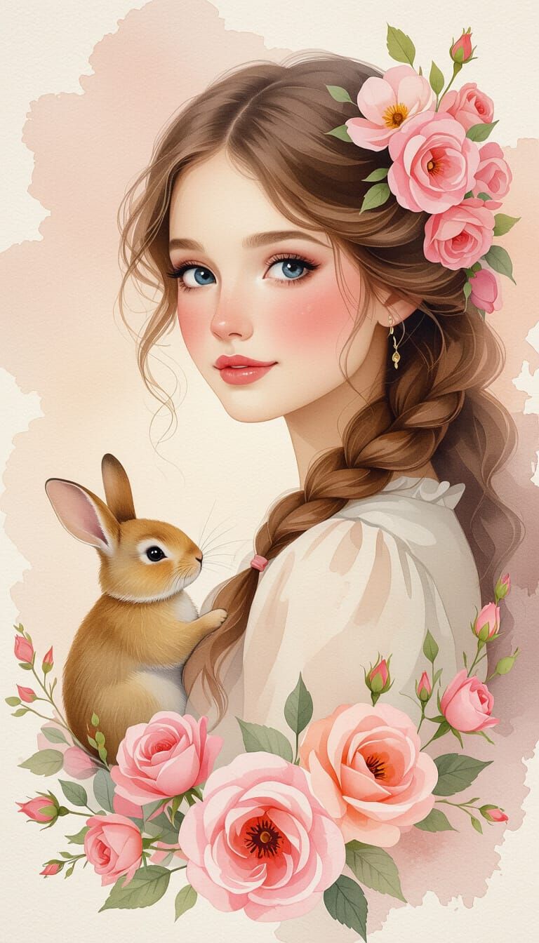 Watercolor Peach Background in Beatrix Potter Style